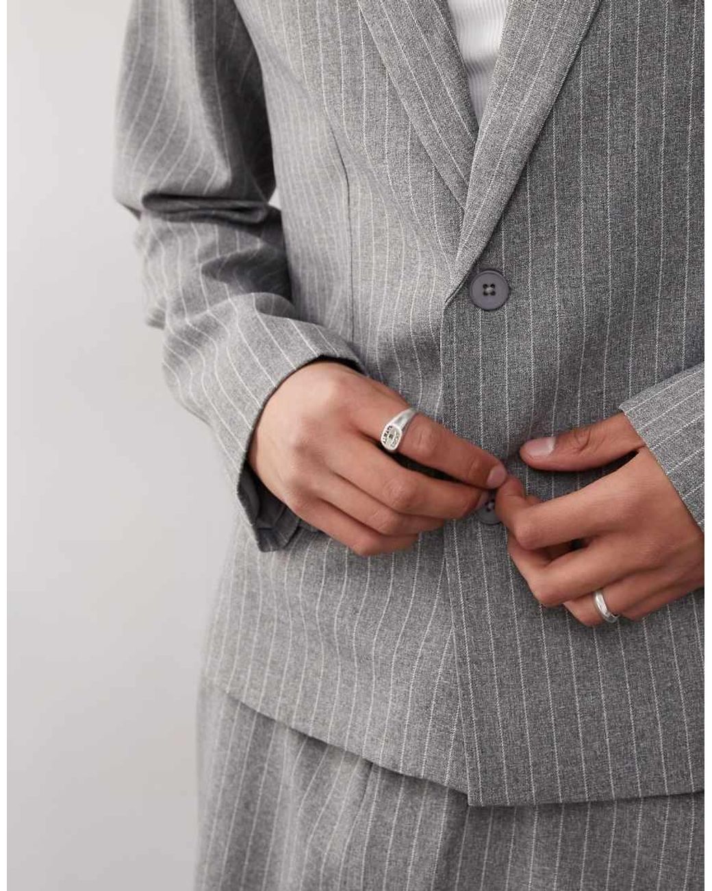 Collusion Gray Boxy Pinstriped Blazer for men