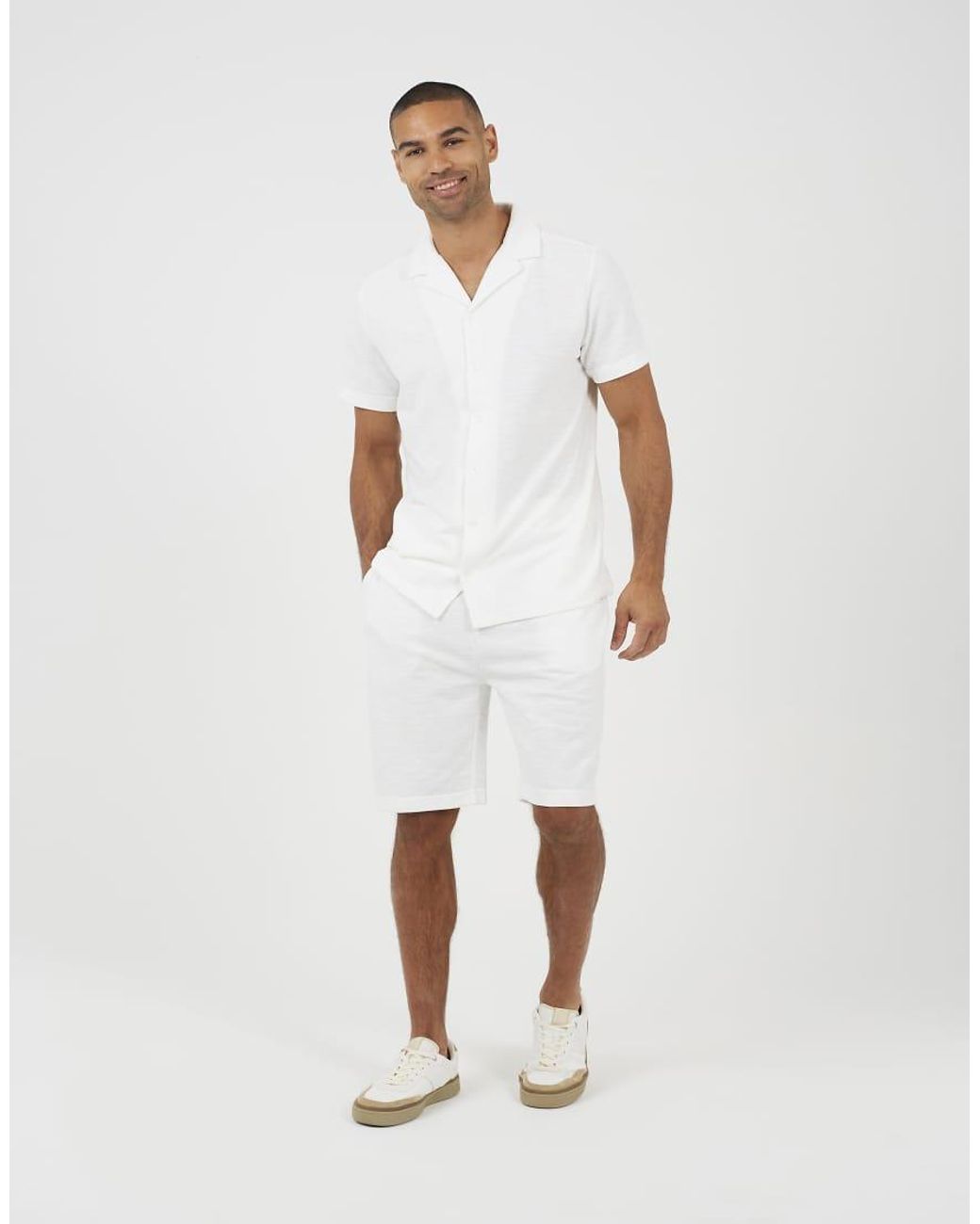 Brave Soul White Revere Collar Shirt for men