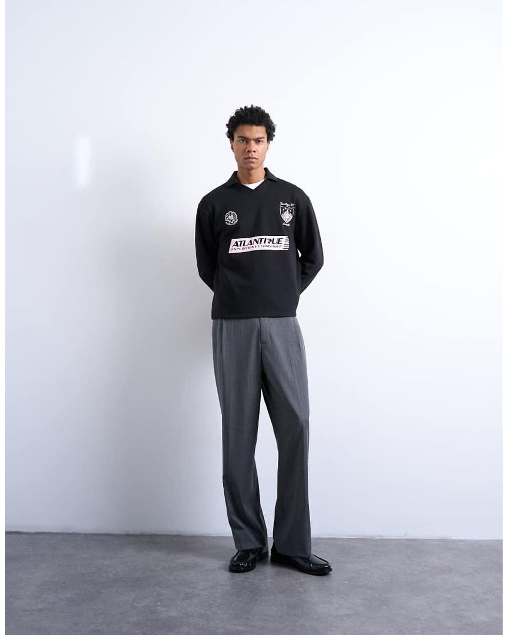 Topman Ruimvallend Poloshirt Met Sportief Marseille-Borduursel Op De Achterkant in het Black voor heren