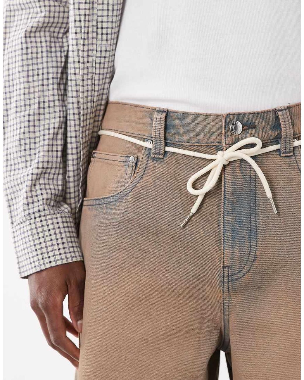 ASOS Natural Loose Denim Jorts for men