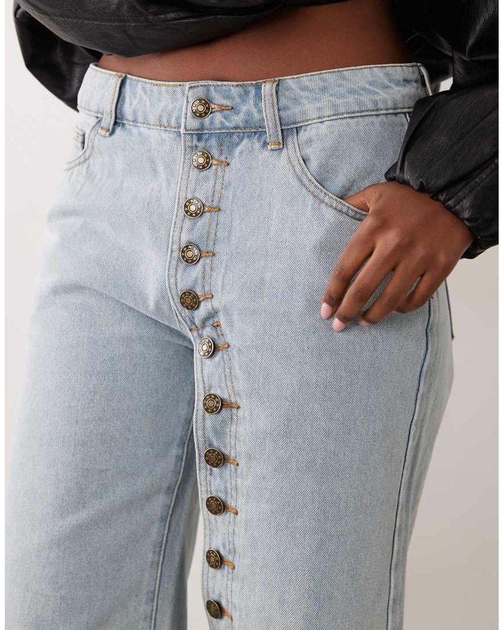 Lioness Blue Penny Exclusive Asymmetric Button Detail Relaxed Leg Jorts