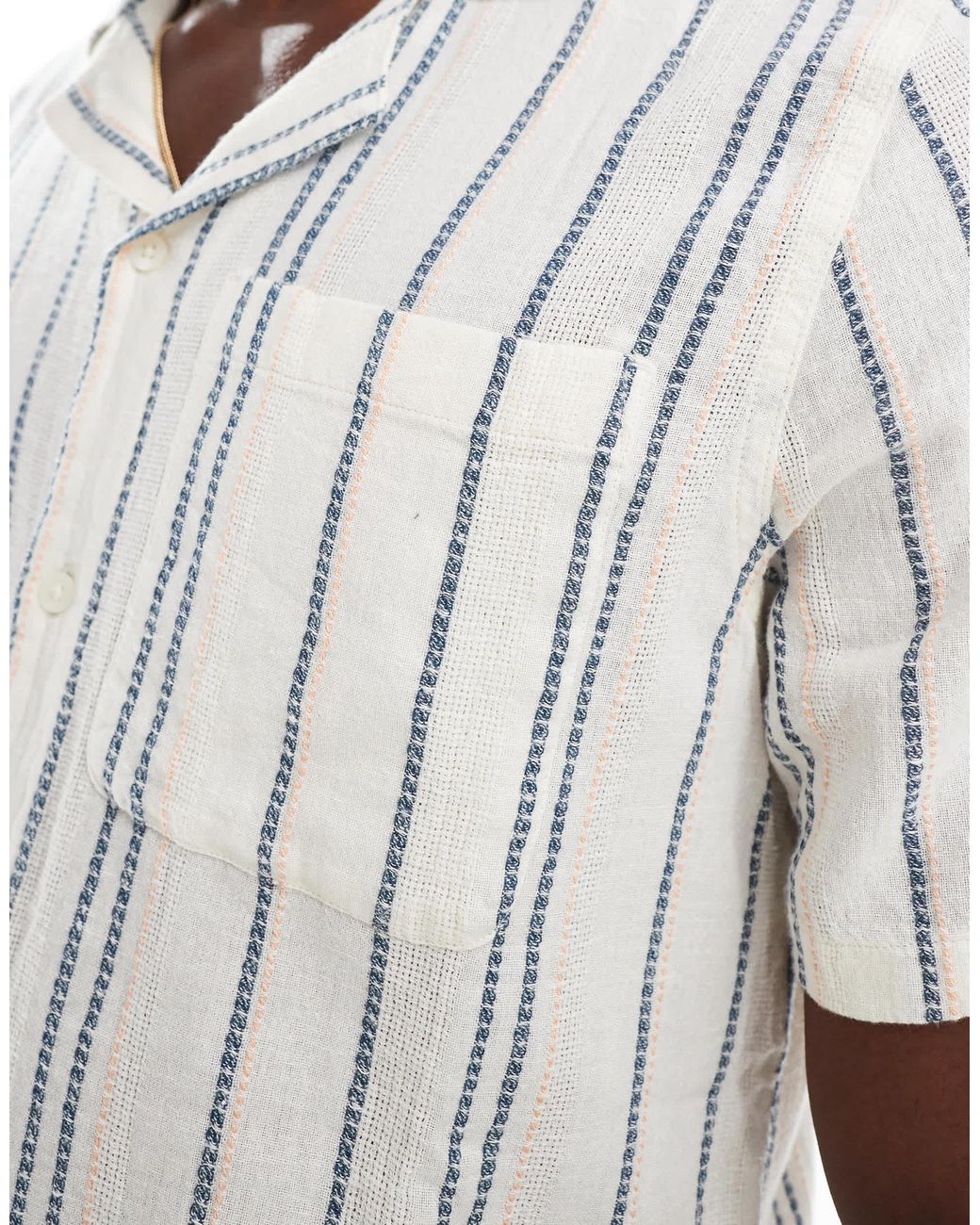 Hollister Gray Short Sleeve Textured Stripe Shirt for men
