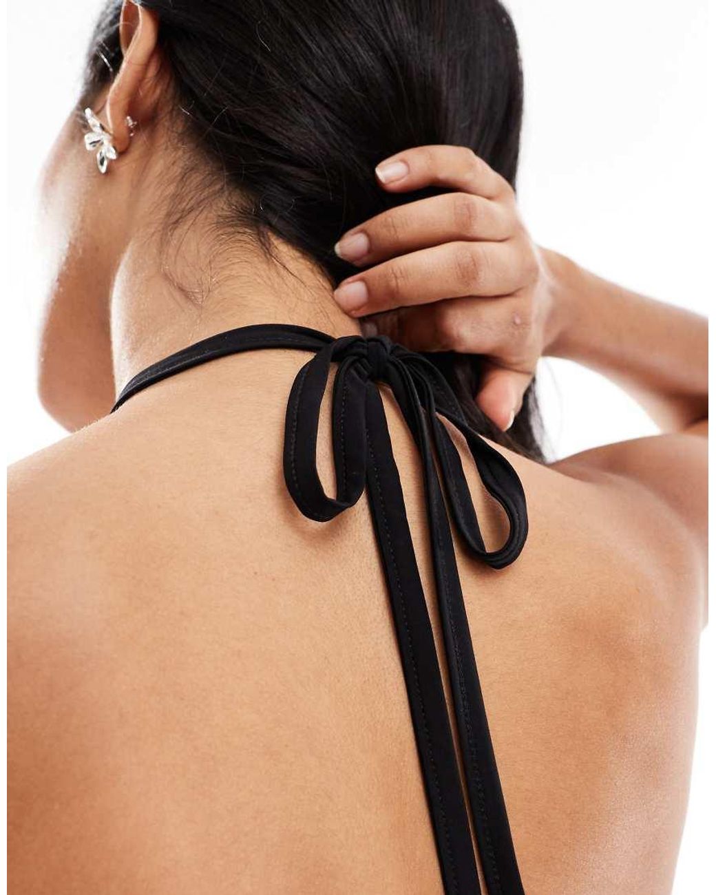 Miss Selfridge Black Soft Touch Strappy Halterneck Top