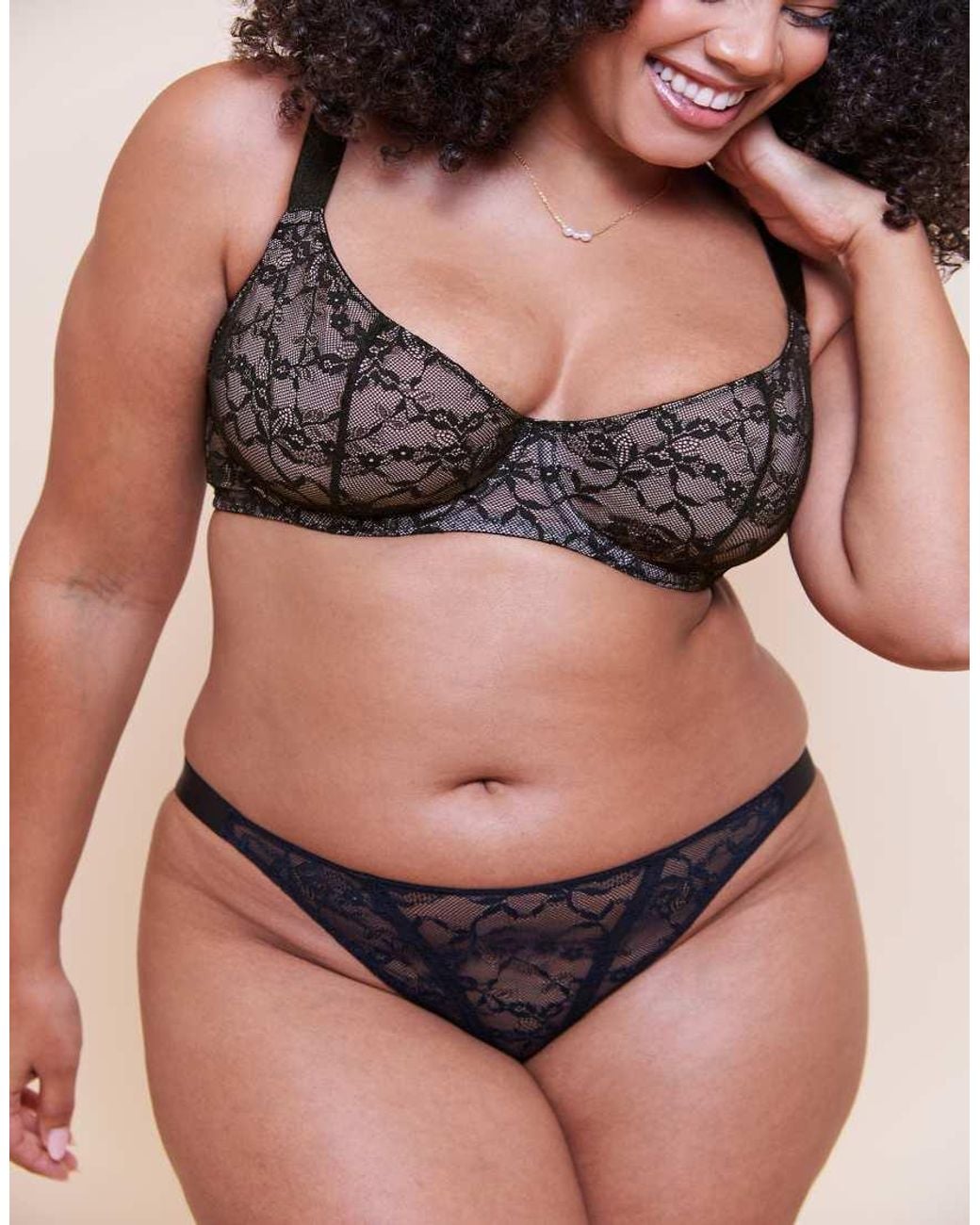 Curvy Kate Pink All Night Lace Tanga
