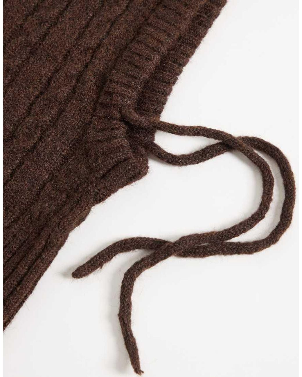 Pieces Brown Cable Knit Chunky Balaclava
