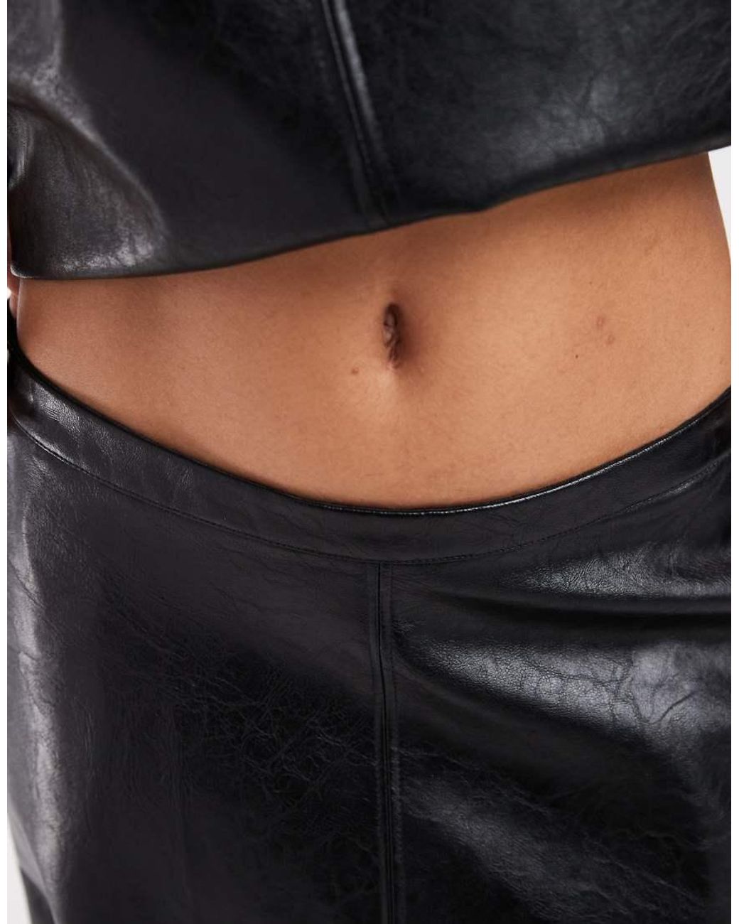 ASOS White Tailored Faux Leather Midi Circle Skirt