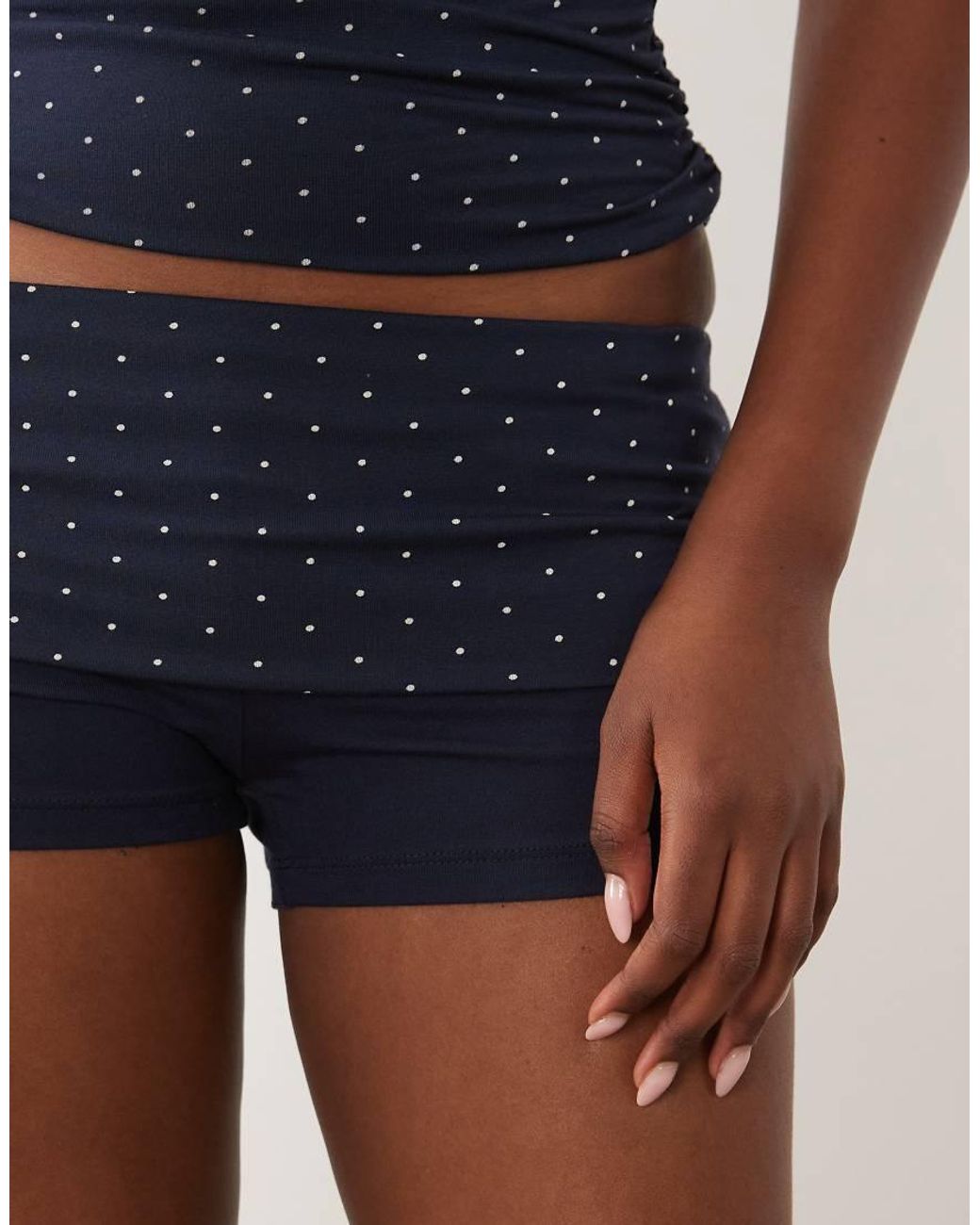 Gina Tricot Blue Fold Over Lounge Short Co-ord
