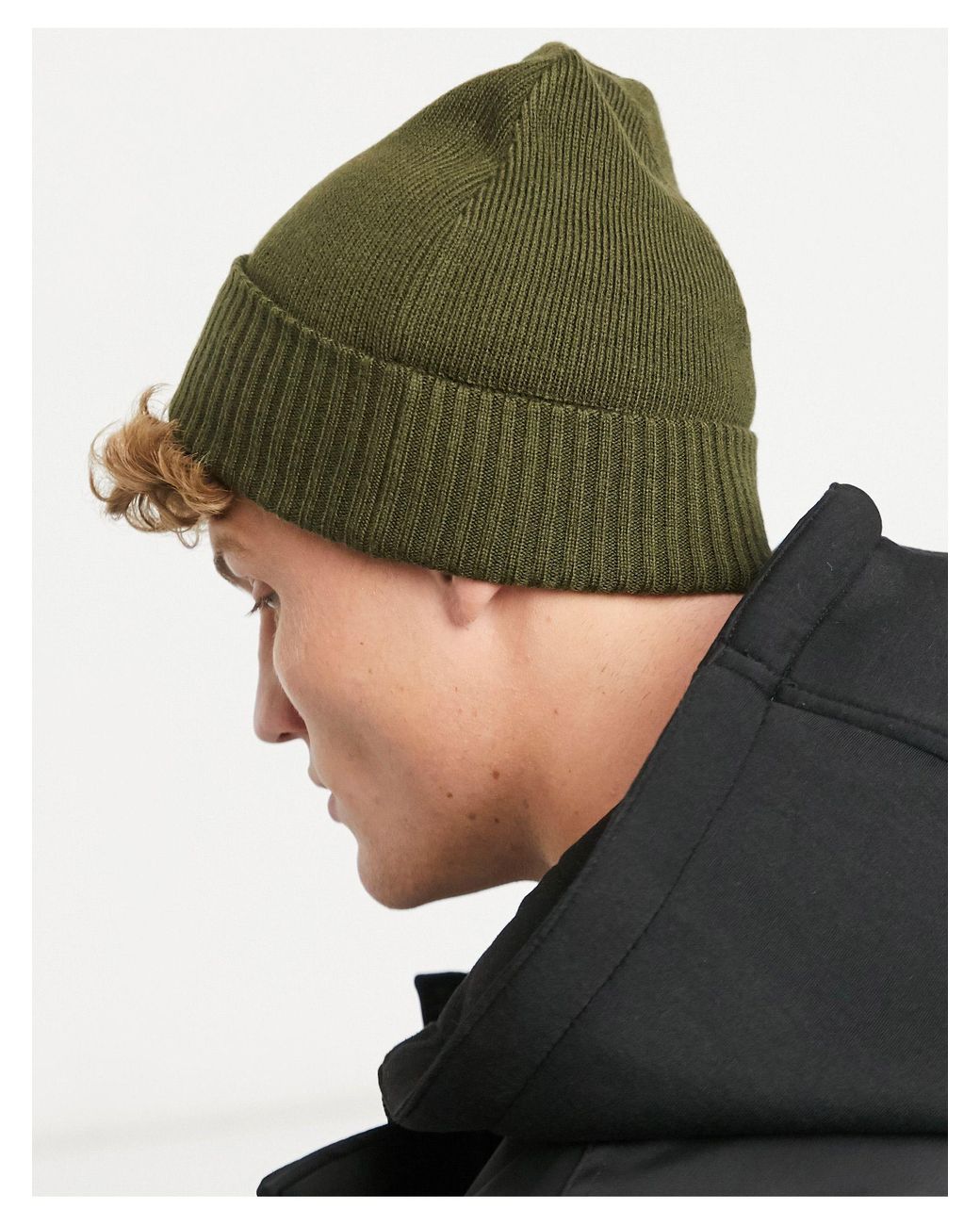 Fred Perry Roll Up Beanie Hat in Green 