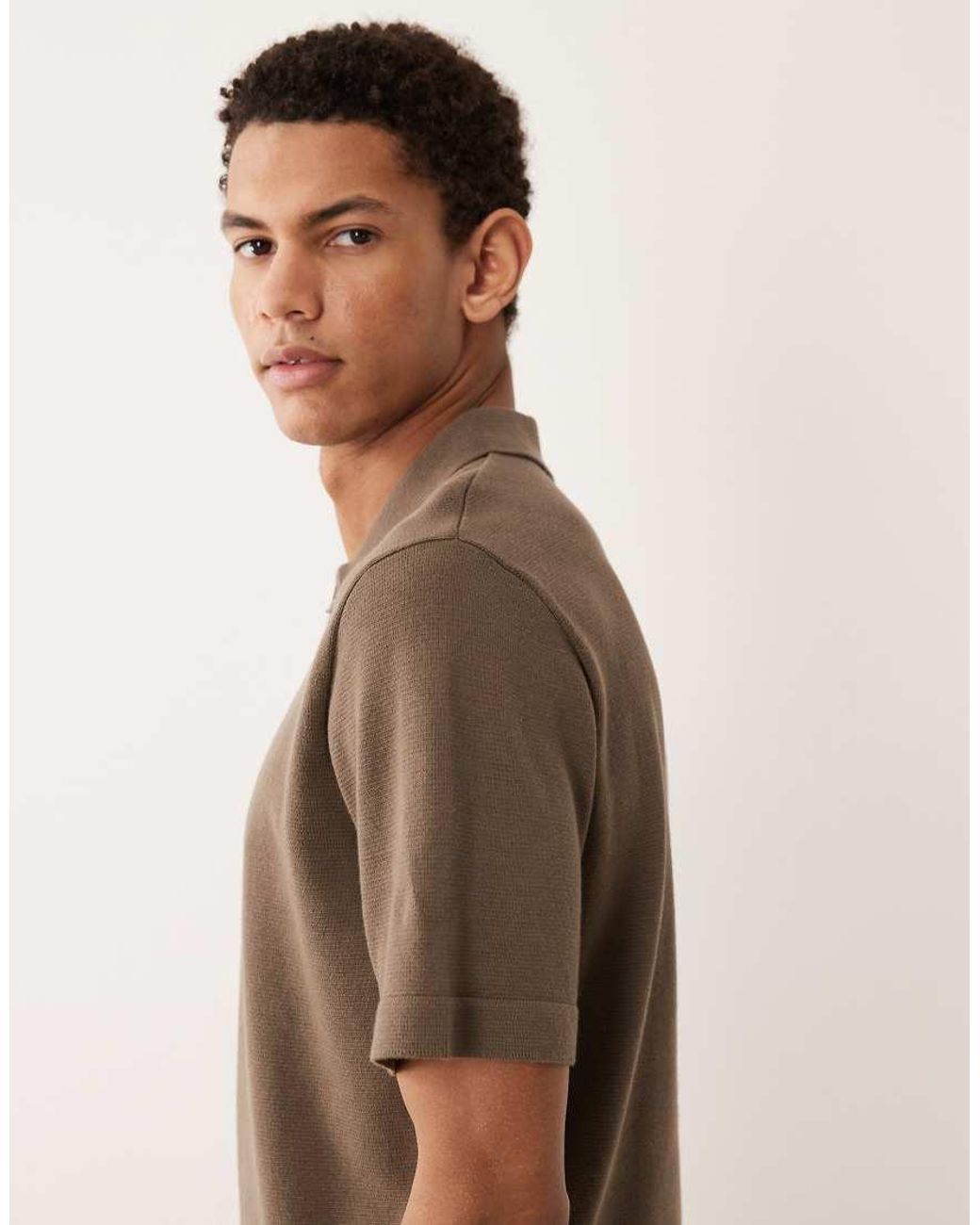 Jack & Jones Brown Premium Half Zip Knitted Polo for men