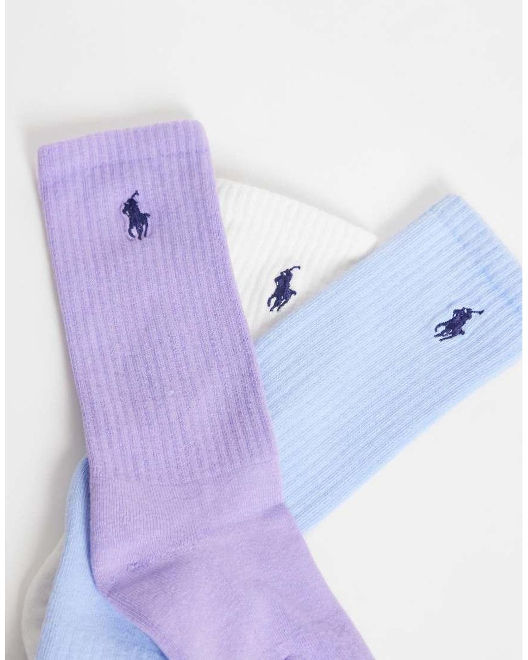 Polo Ralph Lauren Blue Wimbledon Capsule 3 Pack Crest Logo Crew Socks