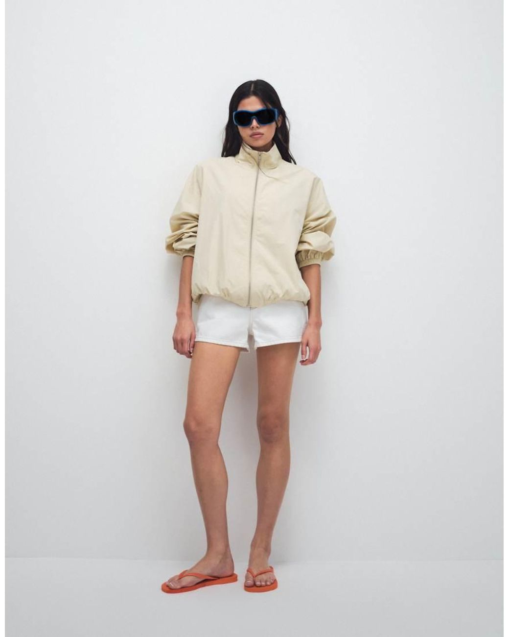 Weekday Natural Track Jacket With Funnel Collar