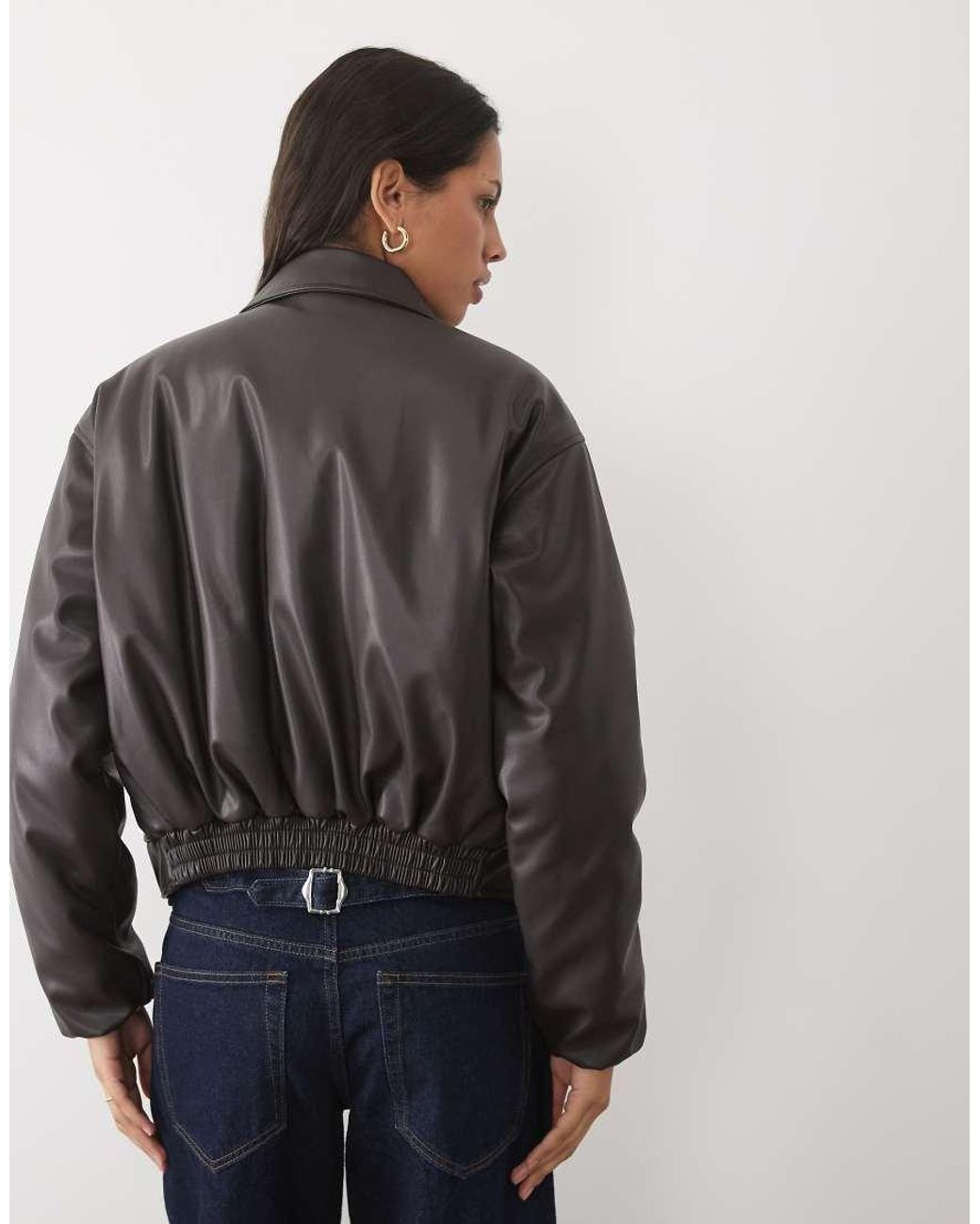 Threadbare Gray Faux Leather Funnel Neck Jacket