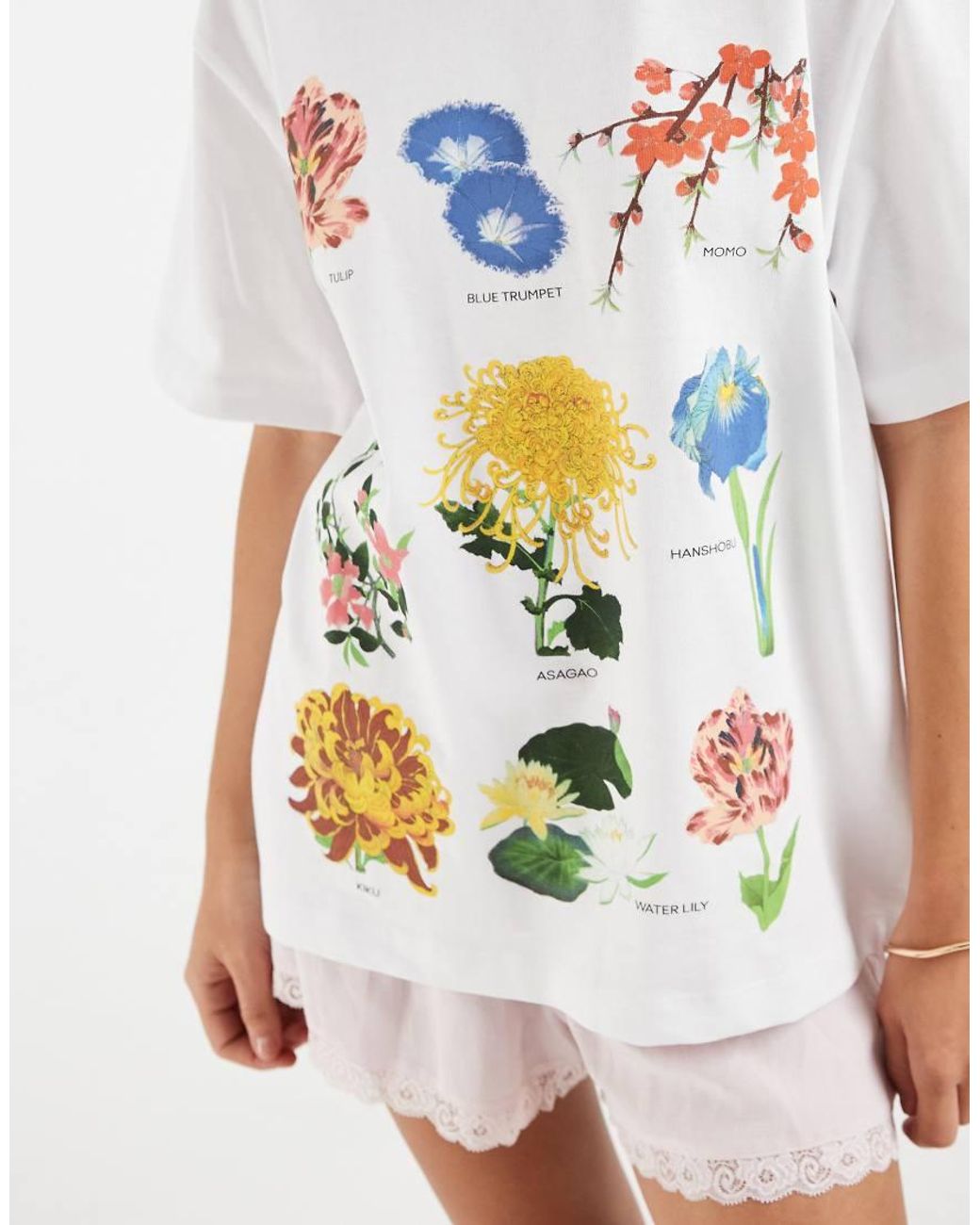 ASOS Gray Oversized T-shirt With Vintage Flower Illustration Graphic