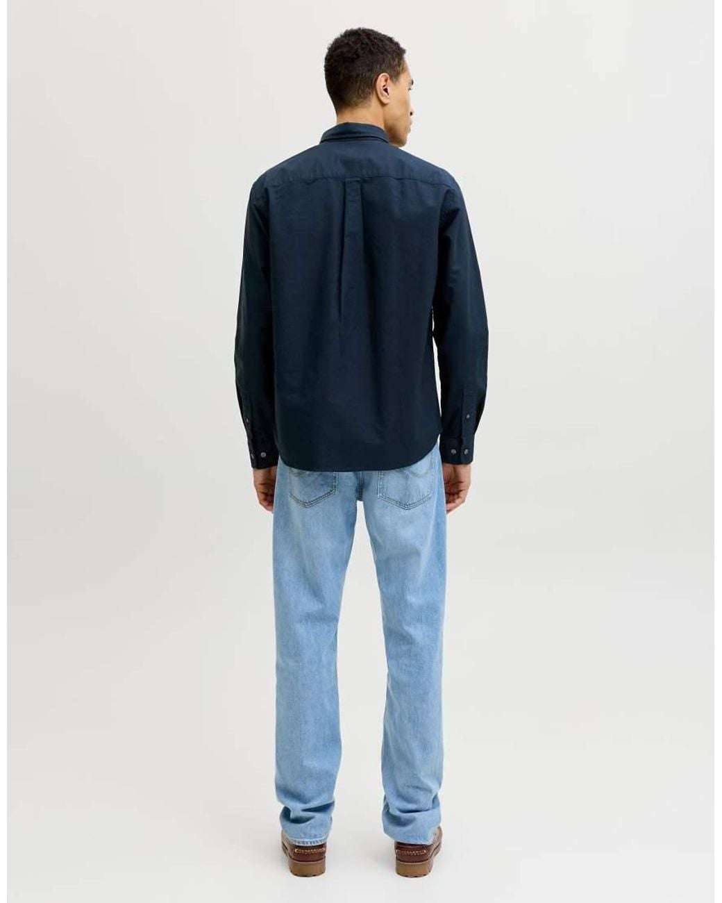 Jack & Jones Blue Harvey Button-down Collar Long Sleeve Shirt for men