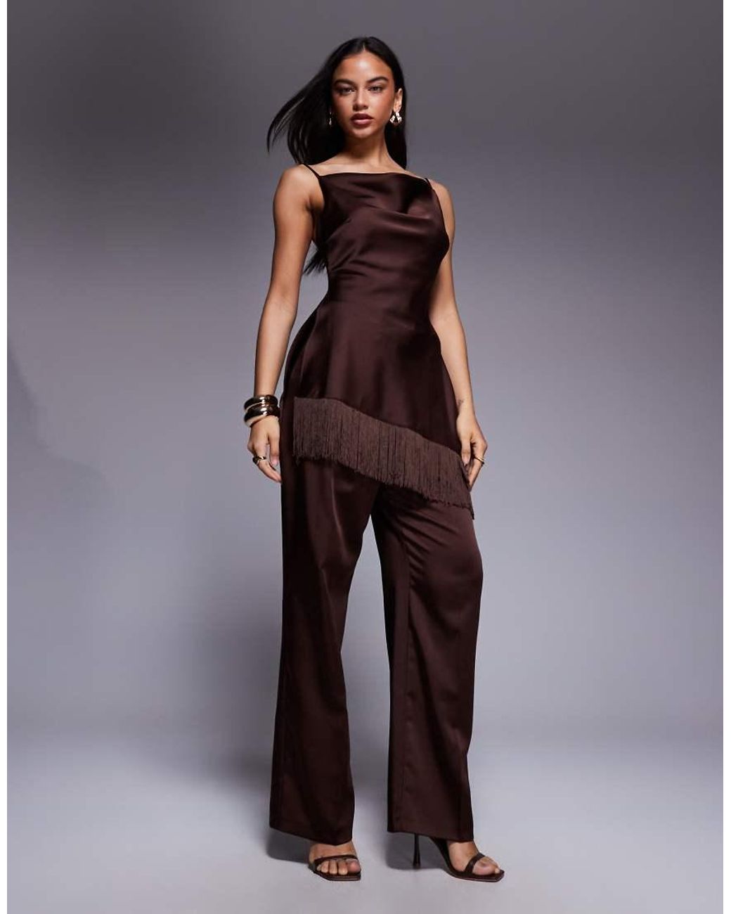 ASOS Purple Asos X The Sourced Collection Strappy Top With Fringing