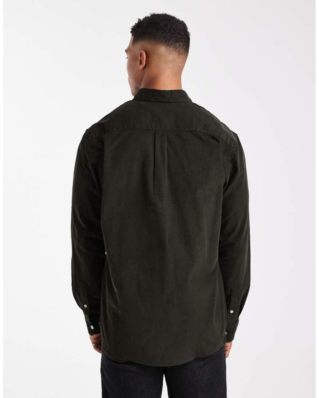 Jack & Jones Black Corduroy Shirt With Pocket for men