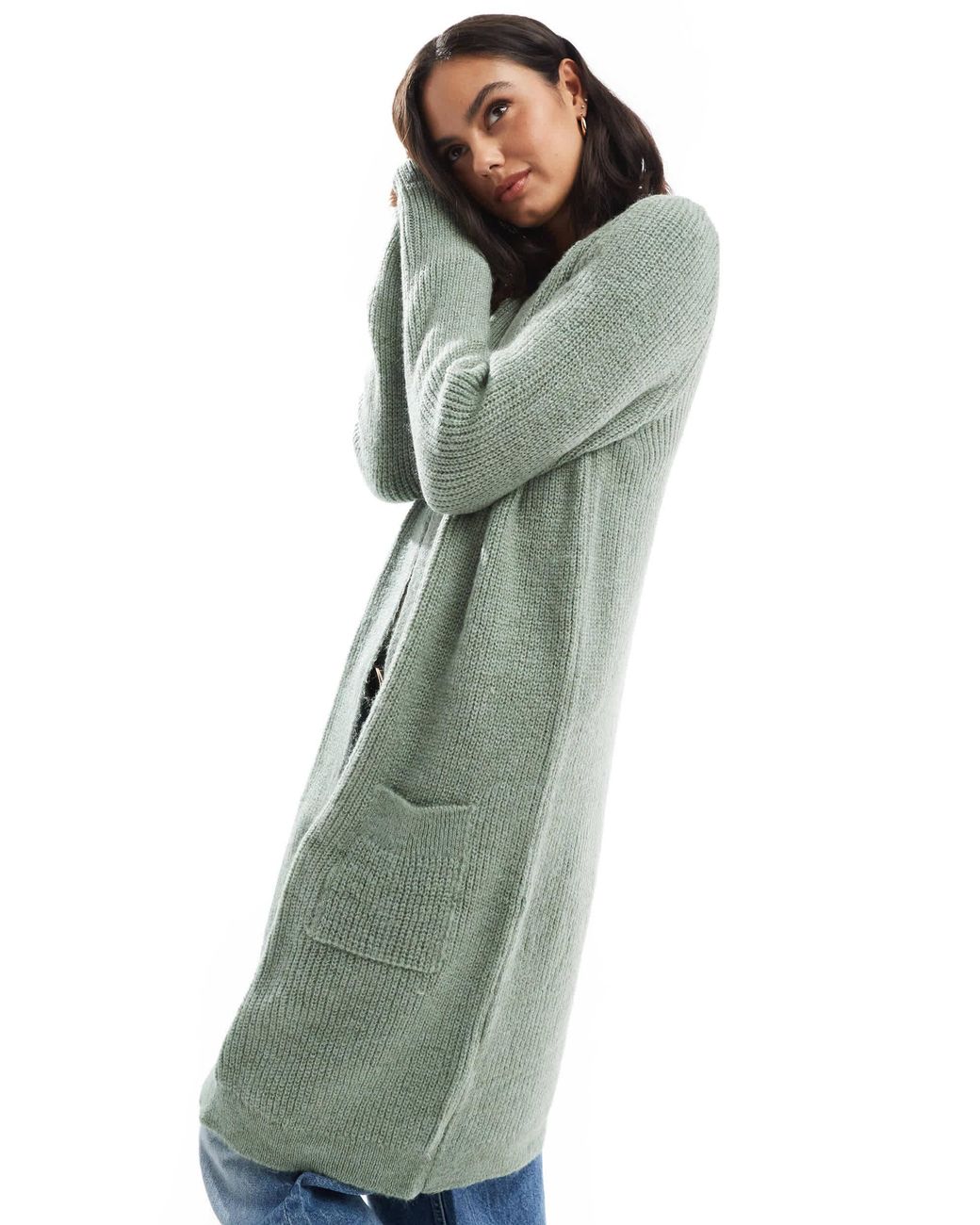 ONLY Blue Longline Open Cardigan