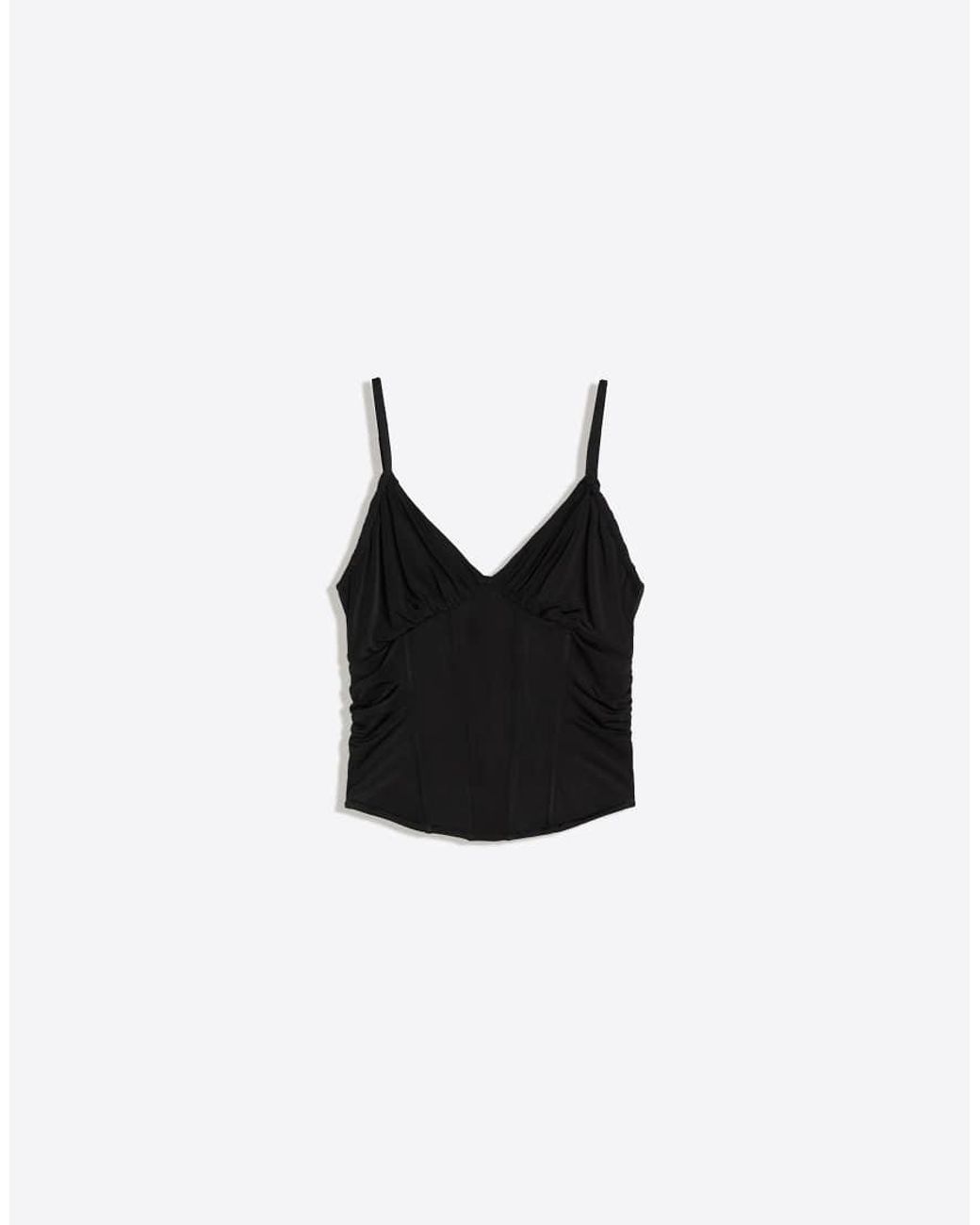 Bershka Metallic Ruched Corset Top