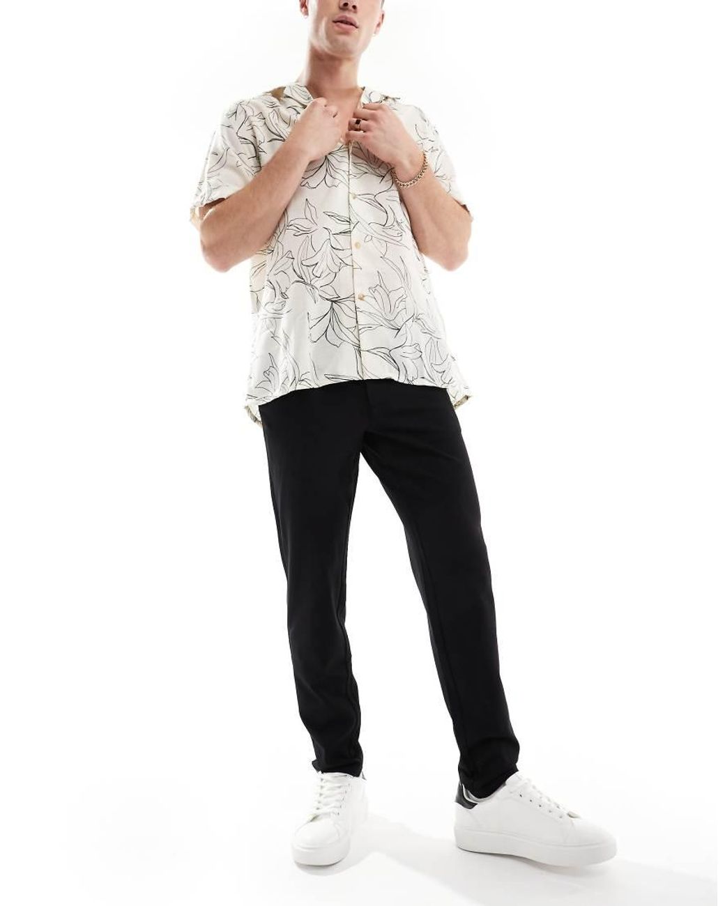 Only & Sons White Straight Fit Worker Chino for men
