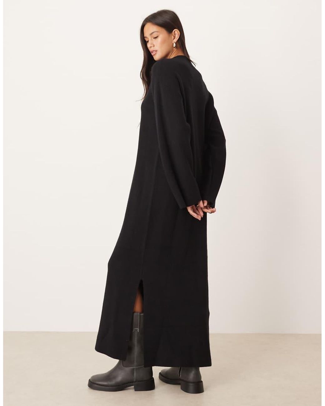 Y.A.S Black Stand Neck Knitted Maxi Dress