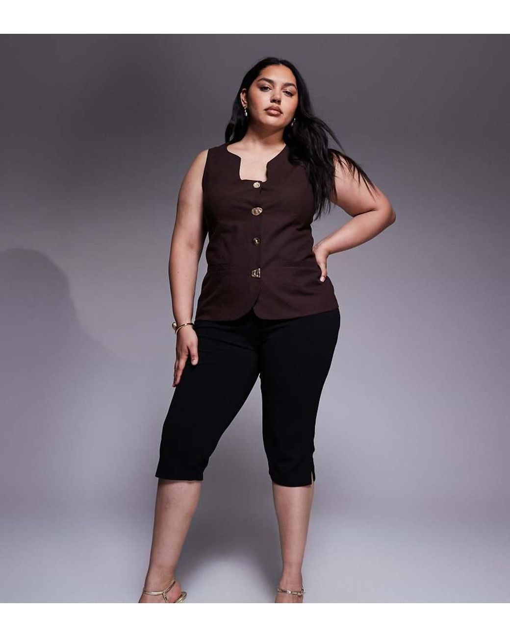 ASOS Black Asos Design Curve Capri Trousers With Side Split