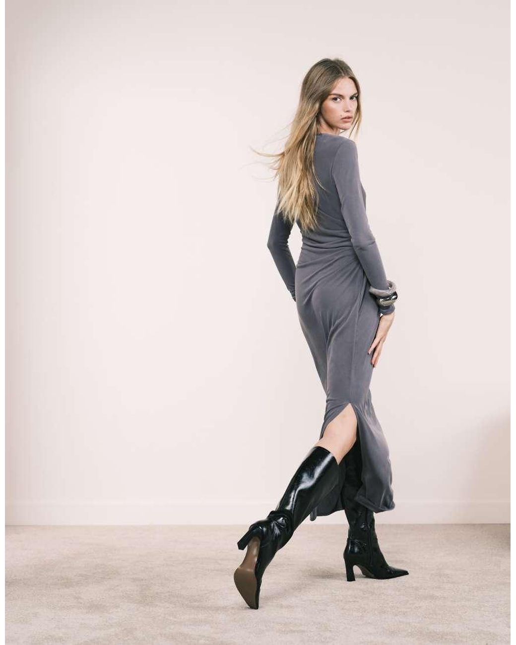 ASOS Multicolor Modal Long Sleeve Drape Maxi