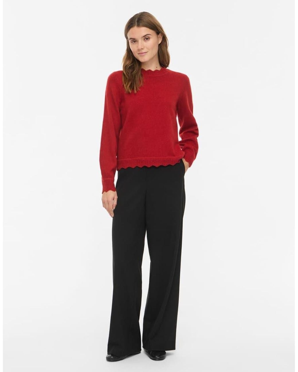 Vila Red Knitted Pullover