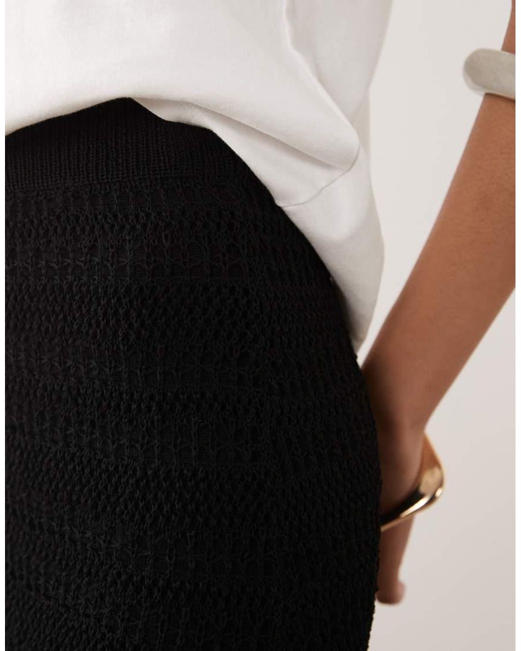 Mango White Teen Knitted Mini Skirt