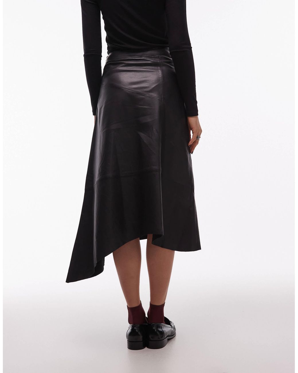 AllSaints Gia Leather Maxi Skirt in Black | Lyst
