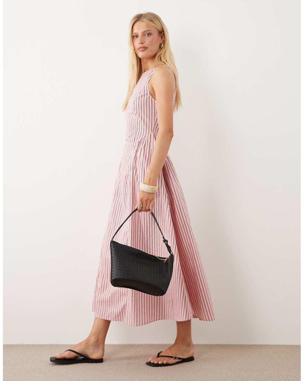 Brave Soul Pink Structured Midi Dress