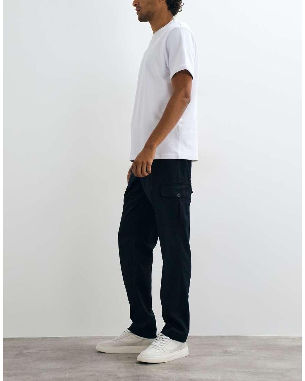 Mango White Utility Trouser for men