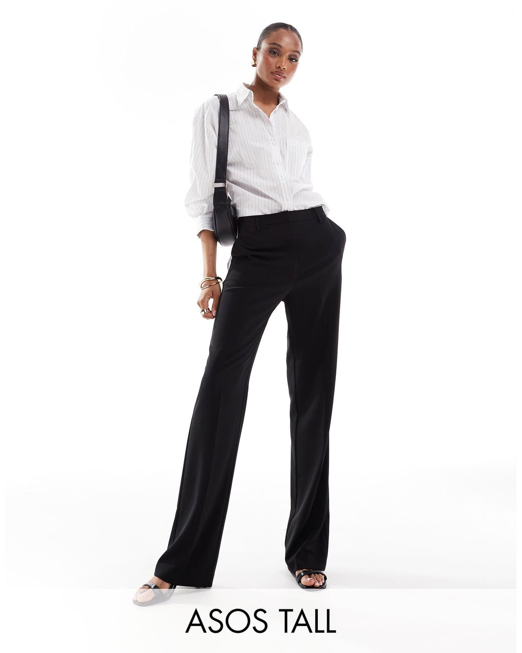 Asos design tall pantalon droit et ajuste a taille haute ASOS en coloris Noir Lyst