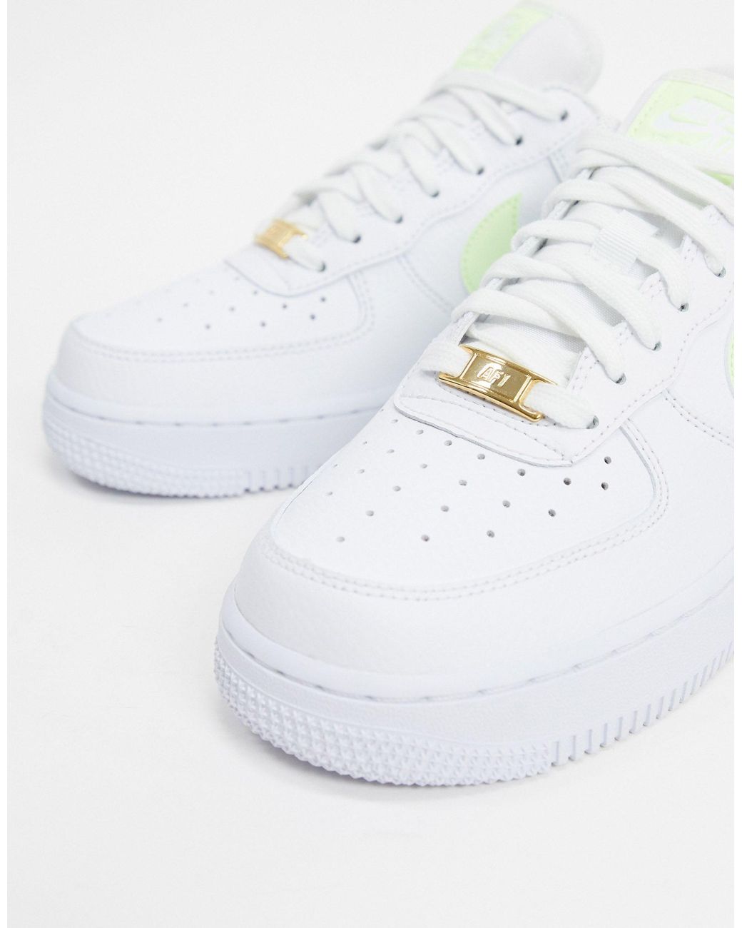 Nike Air Force 1 07 White And Fluro Green Sneakers Lyst UK