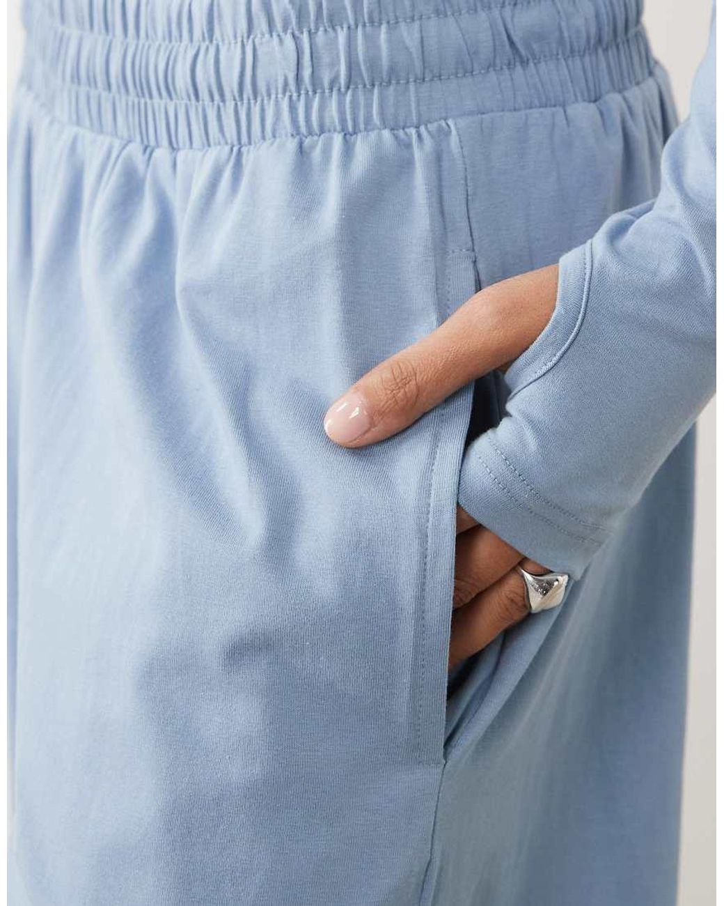 Kaiia Blue Cotton Rich Wide Leg Trackies