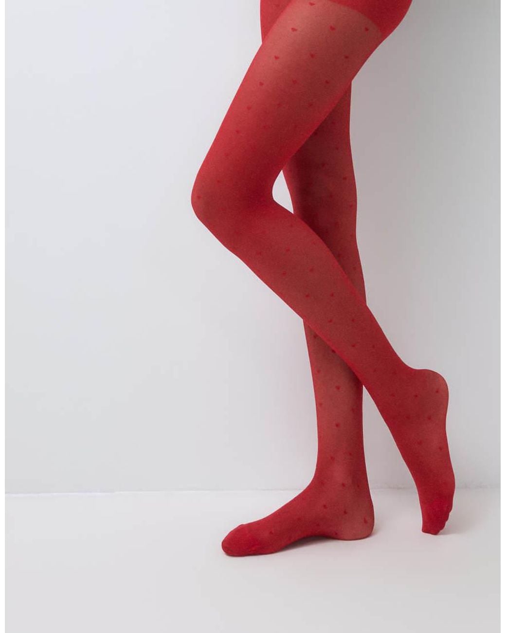 Lindex Red 20 Denier Heart Print Tights
