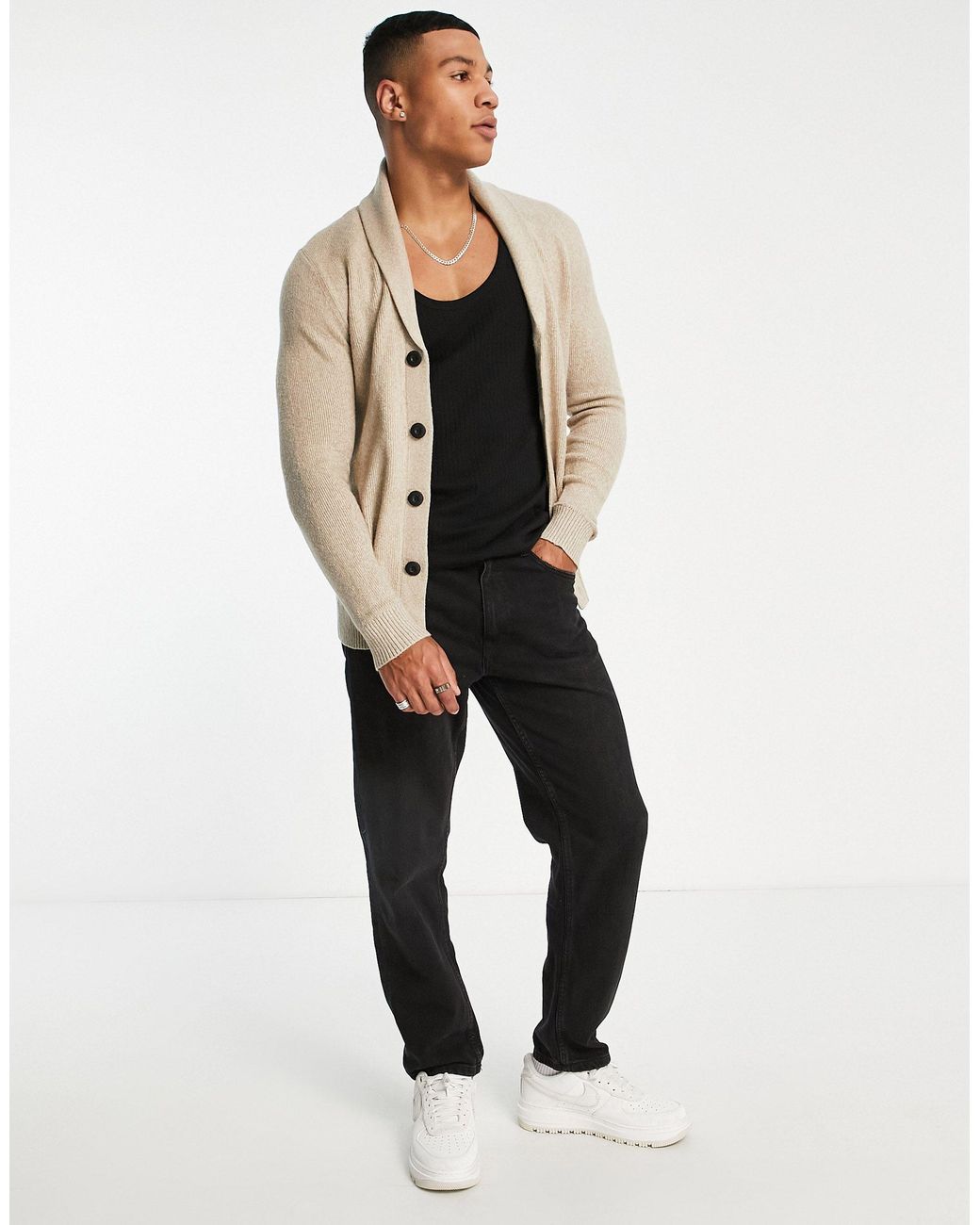 Hollister Knitted Shawl Cardigan in Natural for Men | Lyst