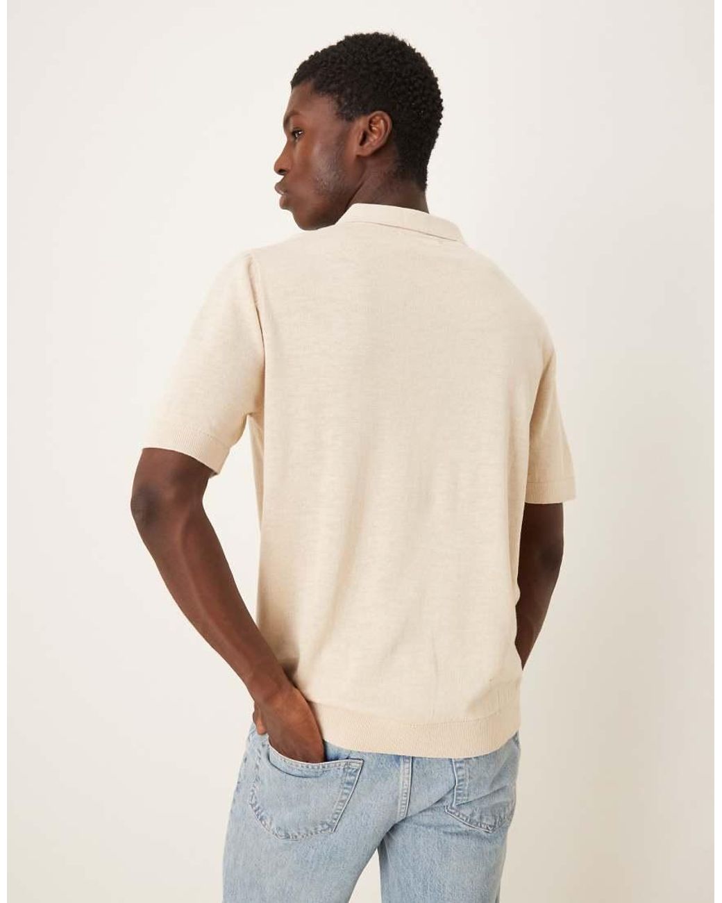SELECTED Natural Knitted Polo for men