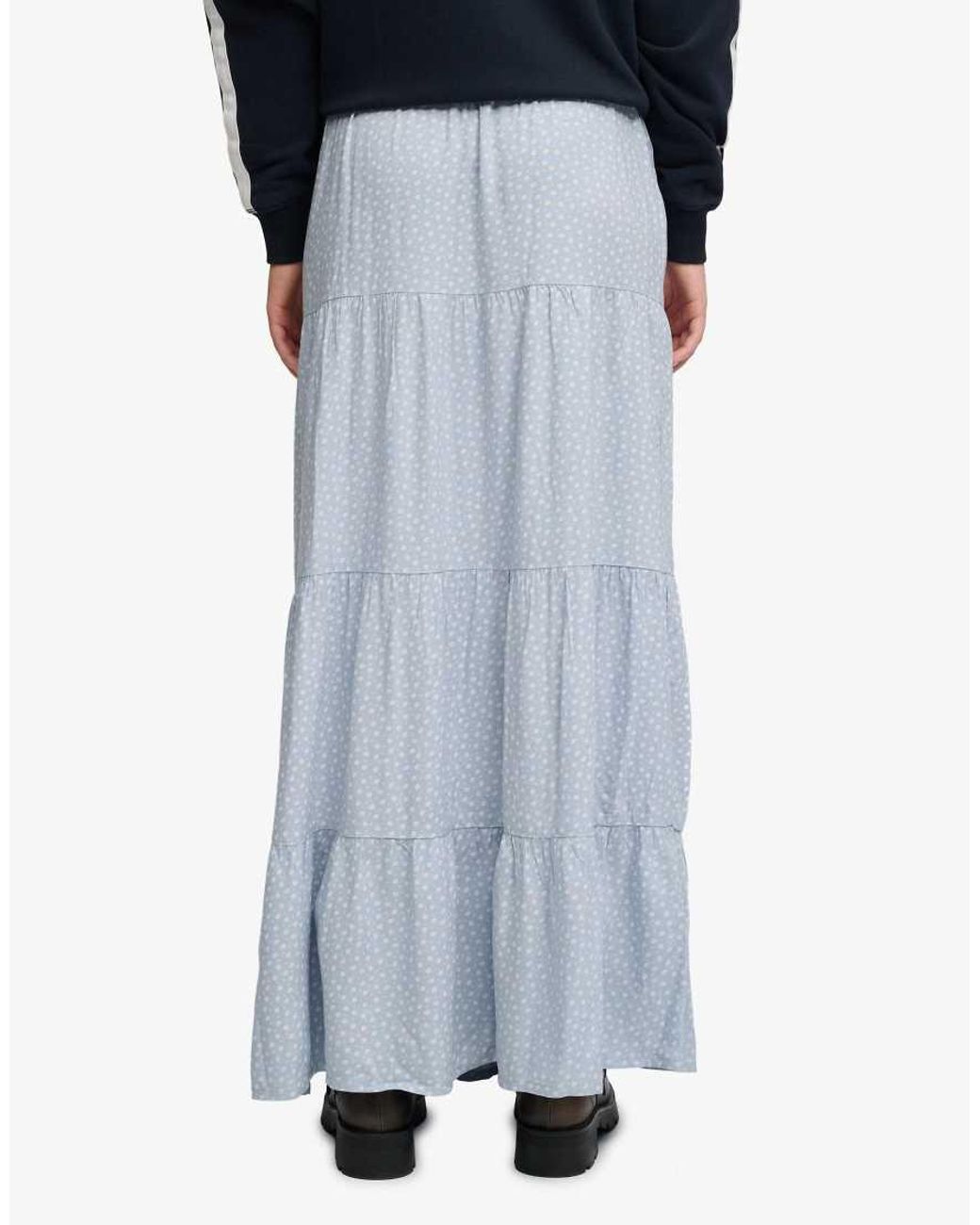 Superdry Blue Woven Tiered Maxi Skirt