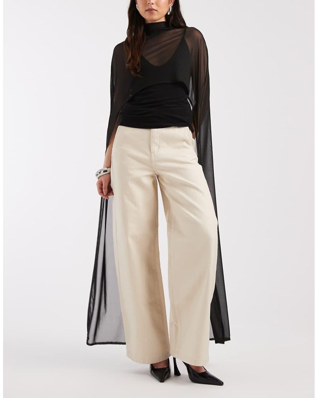 & Other Stories Natural Pure Cotton Straight Leg Trousers