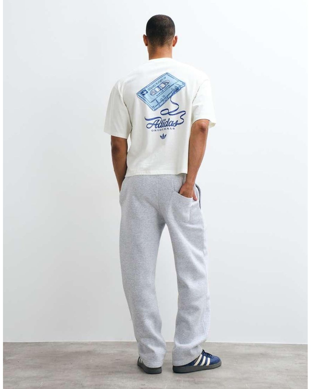 Adidas Originals White Record Graphic Backprint Tee for men