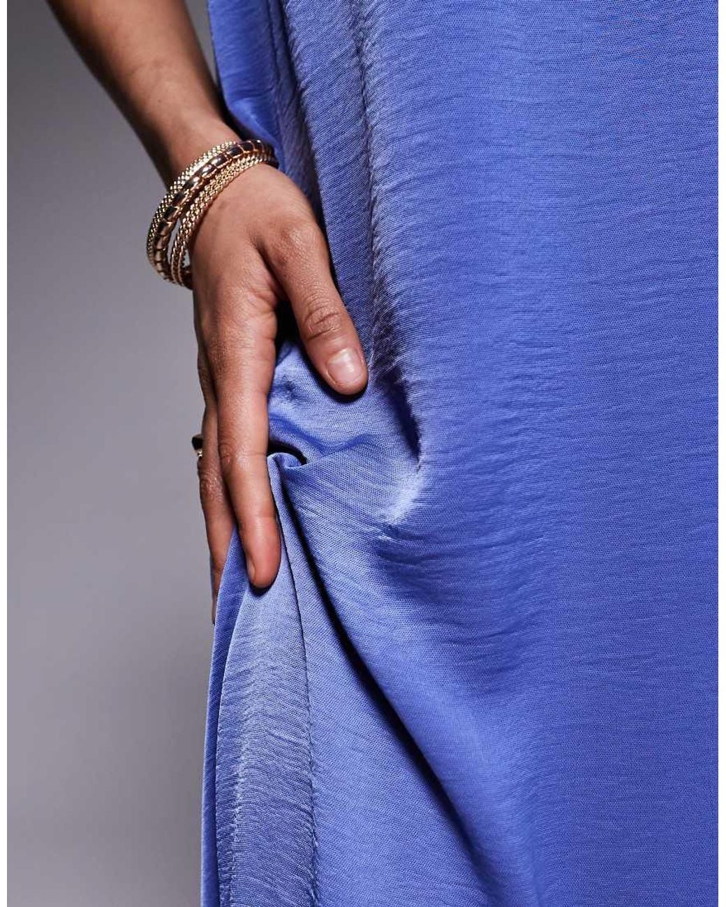 ASOS Blue Asos Design Tall Bandeau Trapeze Satin Maxi Dress