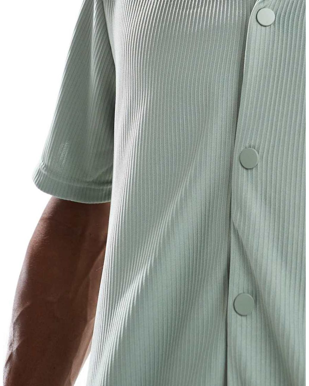 Only & Sons Blue Plisse Revere Collar Shirt Co-Ord for men