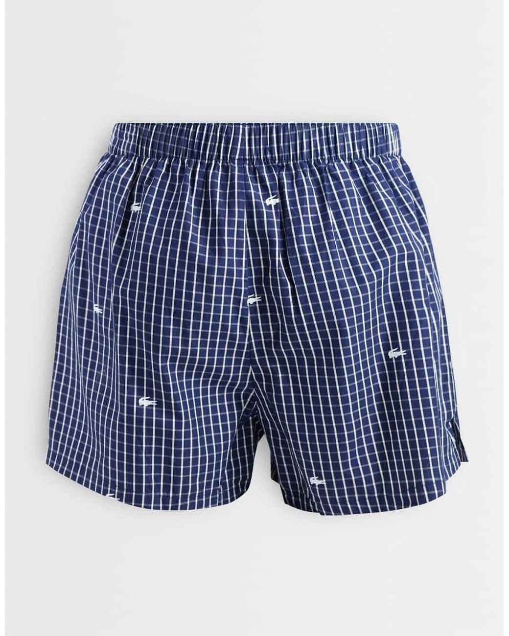 Lacoste Blue 3 Pack Woven Label And Croc Print Poplin Boxers for men
