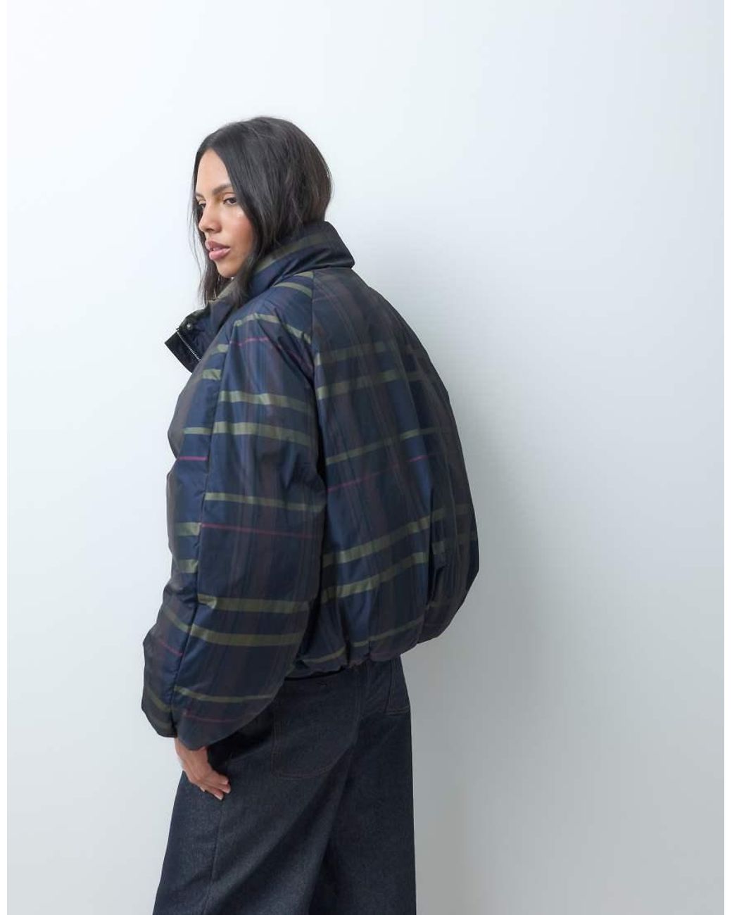 ASOS Blue Short Funnel Neck Puffer Jacket