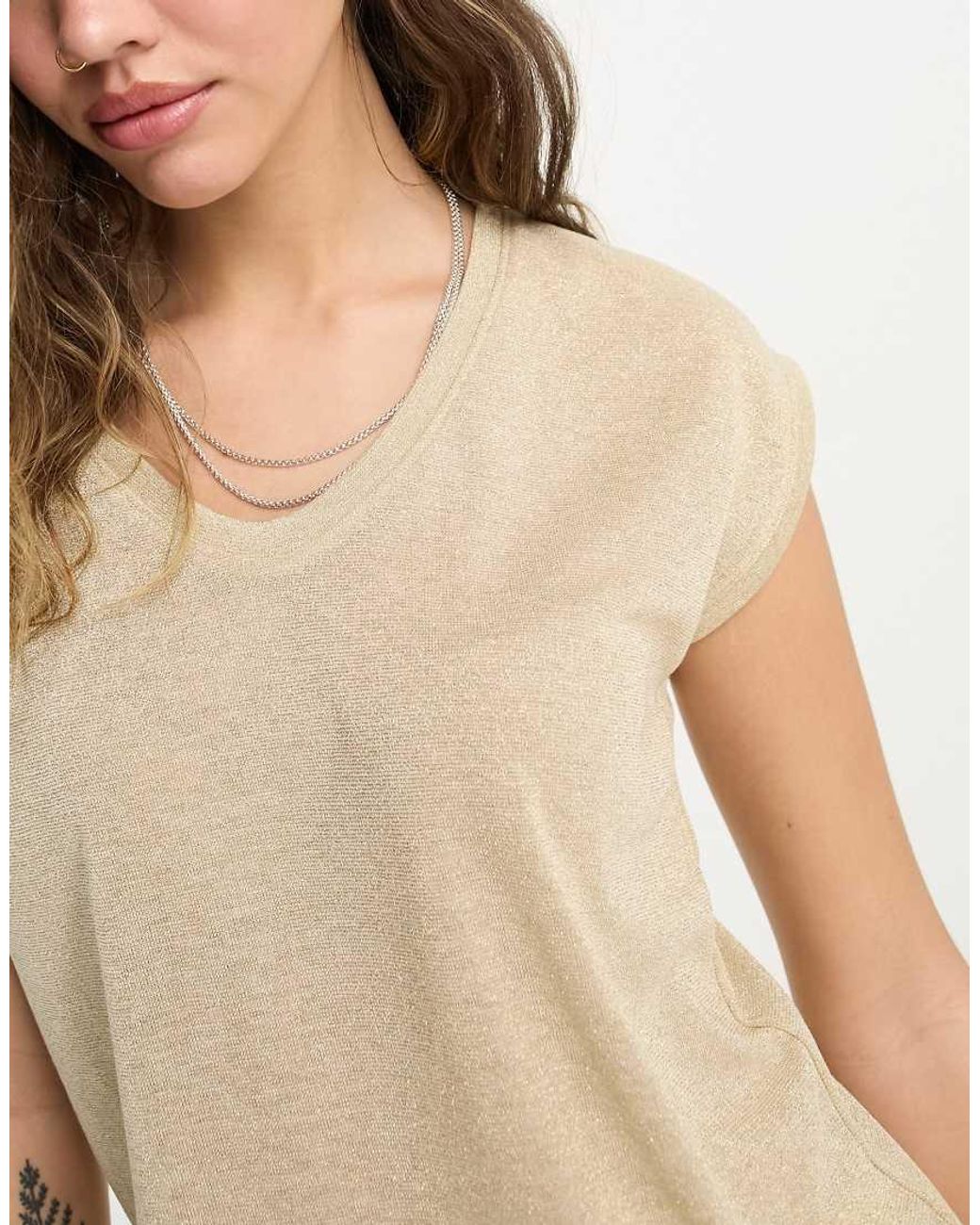 ONLY Natural V Neck T-Shirt