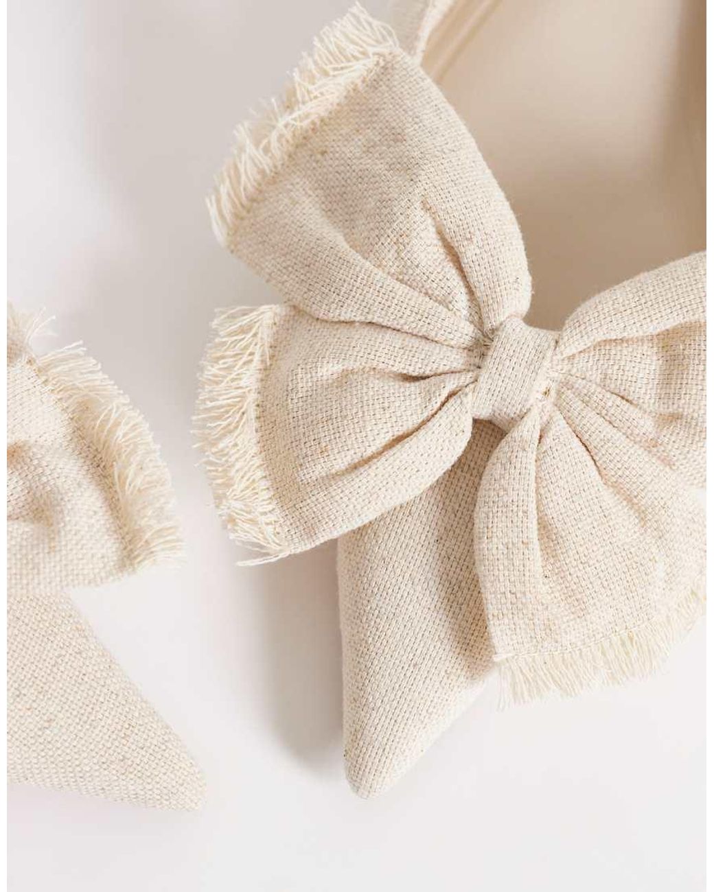 ASOS White Sleek Bow Detail Slingback Kitten Heels