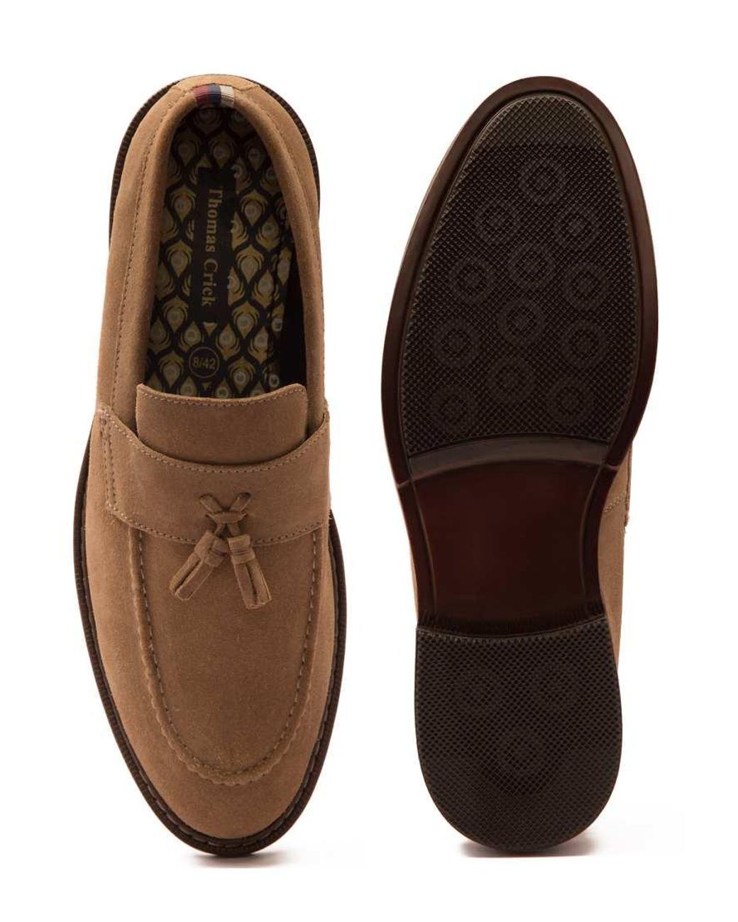 Thomas Crick Brown 'Clinton' Leather Tassel Formal Loafer Shoes for men