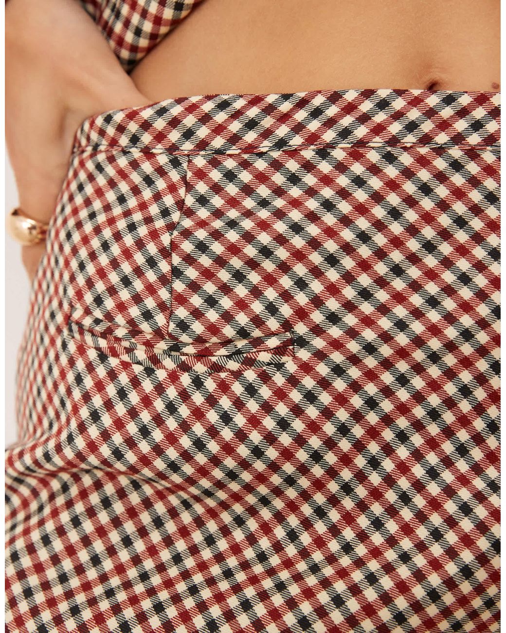 House Of Sunny Natural Marie Check A-line Mini Skirt