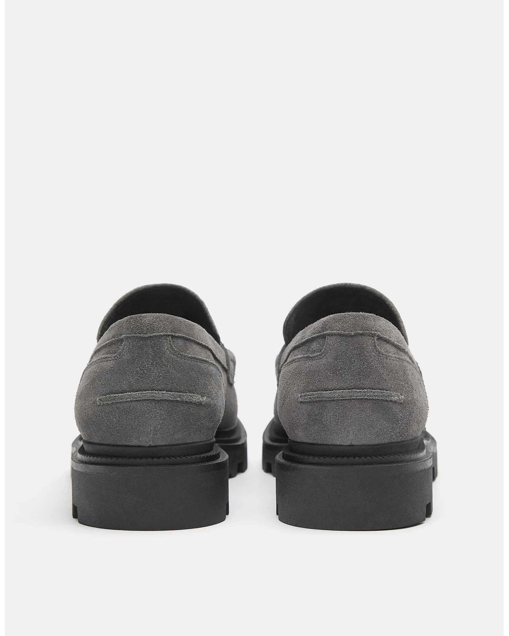 Pull&Bear – leder-loafer in Gray für Herren