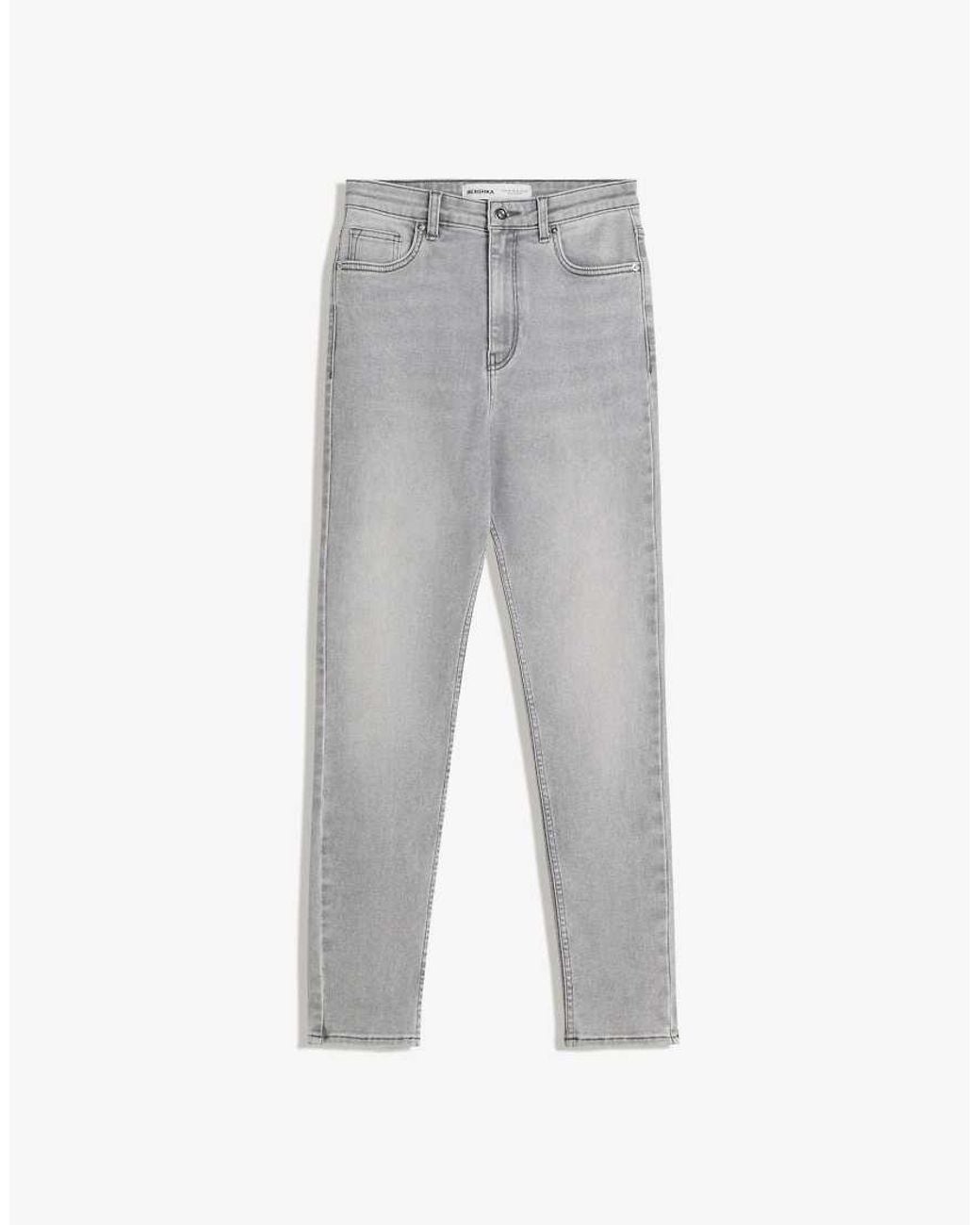 Bershka Gray Super High-waist Soft Skinny Jeans